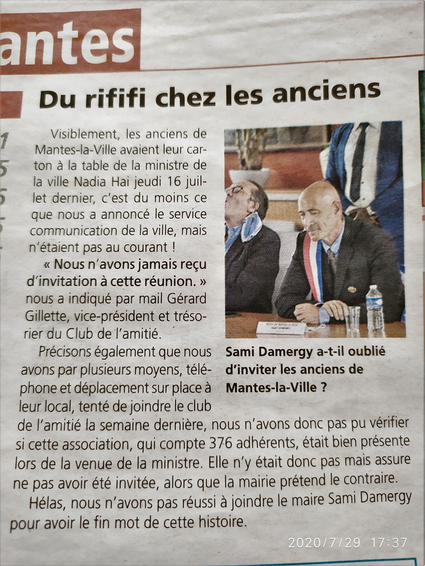 Courrier de mantes du 29 juillet 2020